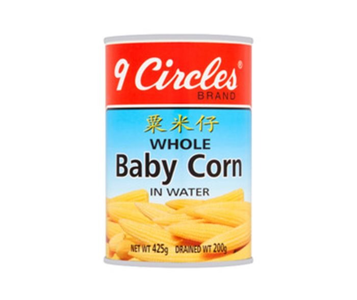 9 CIRCLES WHOLE BABY CORN IN WATER 400G
